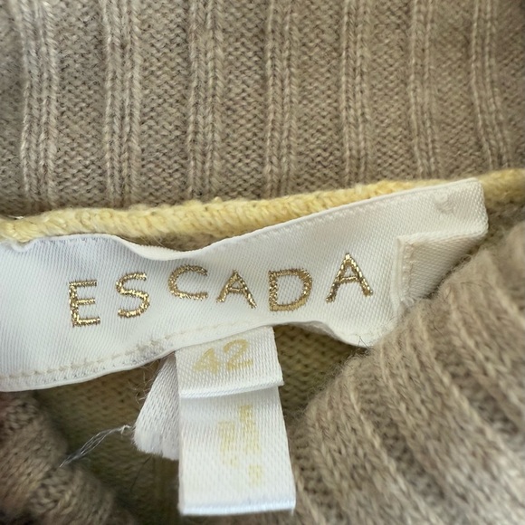 VTG ESCADA Turtleneck Tank & Cardigan Set Yellow Rib Knit Italy 12 Cashmere EUC - Picture 6 of 14